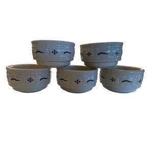 Longaberger Woven Traditions Blue Ramekins Lot Of 6 EUC